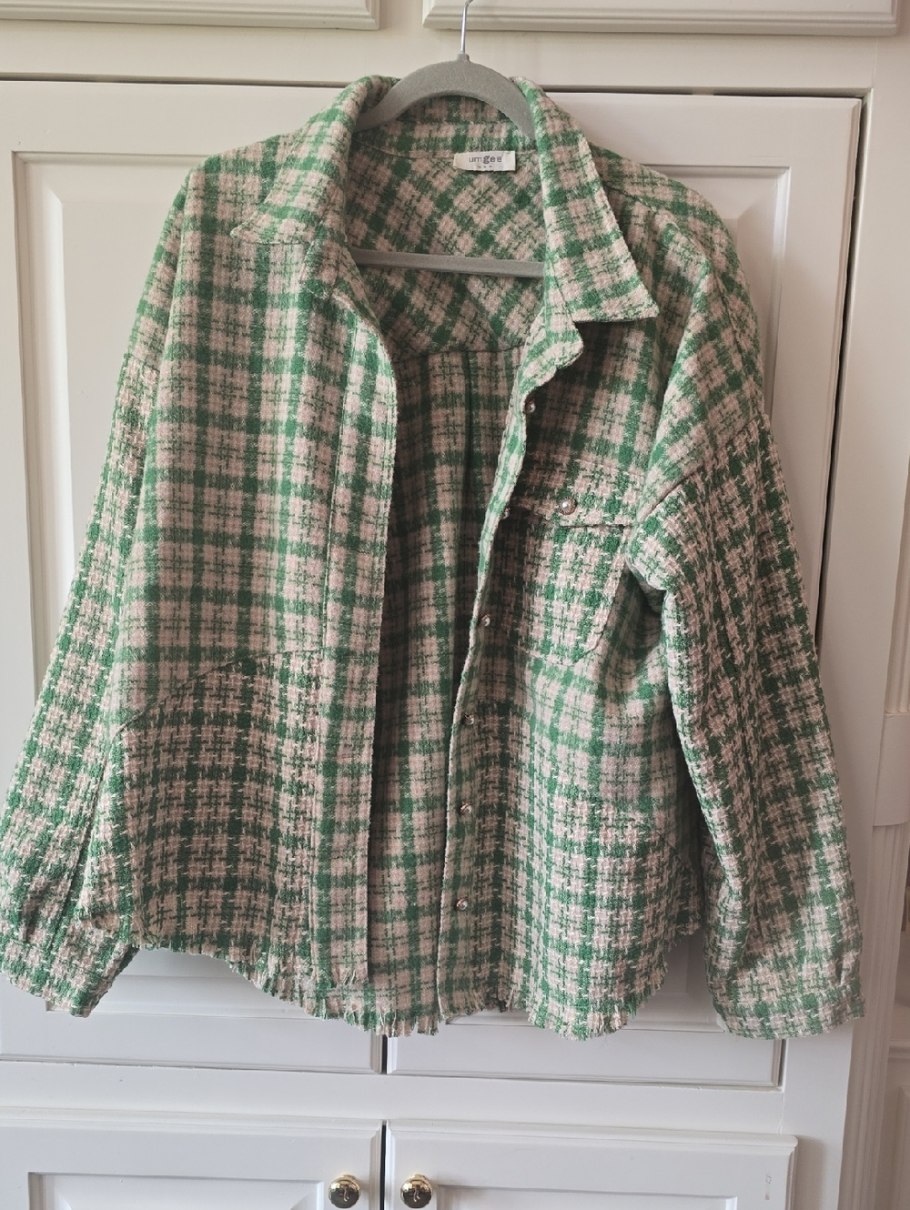 Umgee Green & Cream Plaid Shacket Jacket
